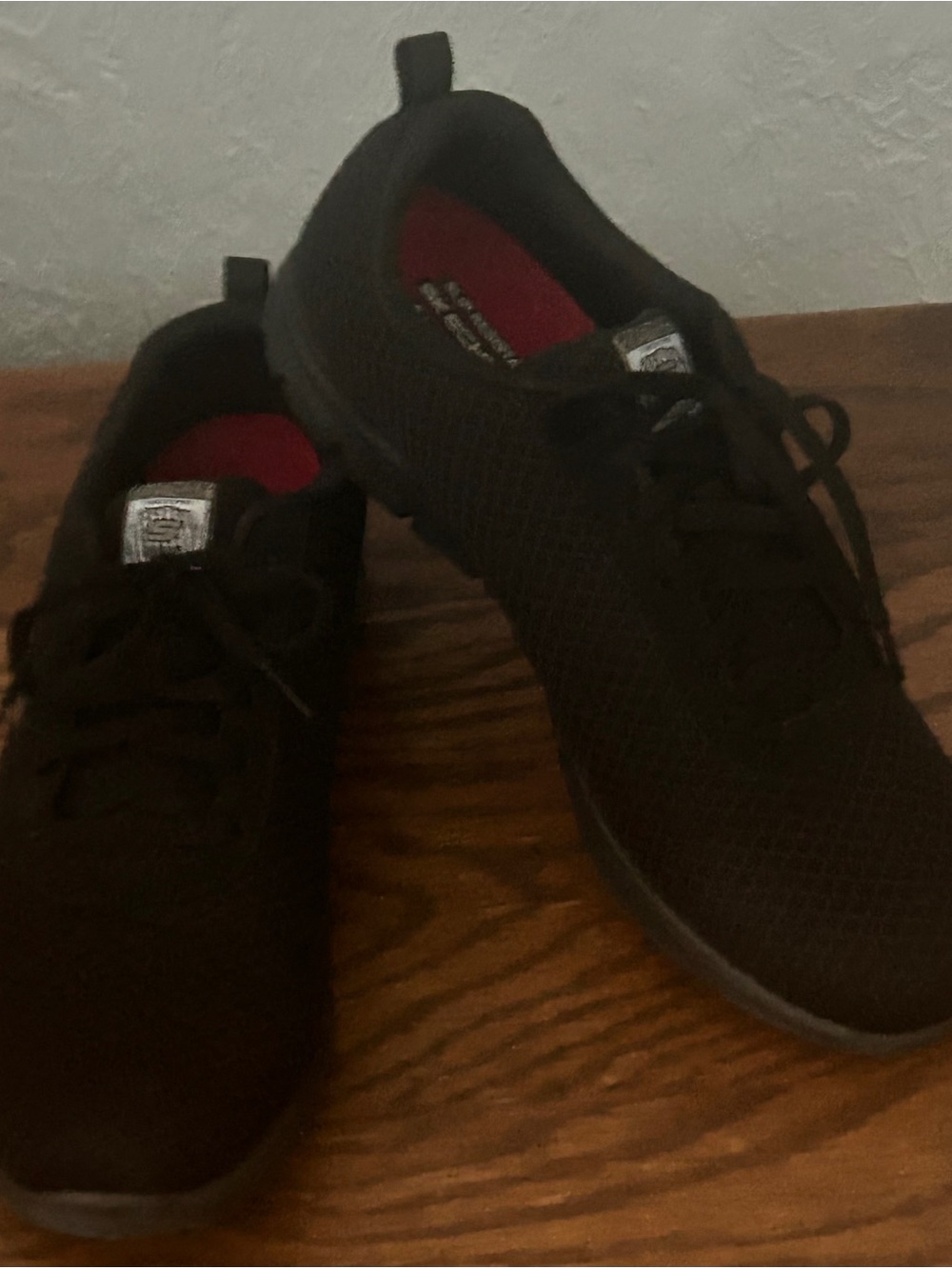 Skechers Women's Black Athletic Knit Mesh Lace-Up Sneakers